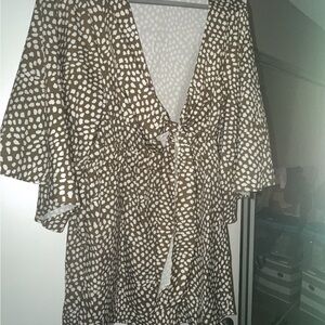 Brown and White Women's Dressy shorts Romper